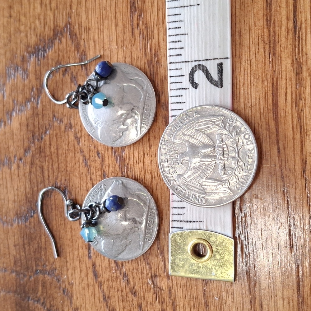 Buffalo Head Nickel Silver Coin Earrings - Picture 5 of 5
